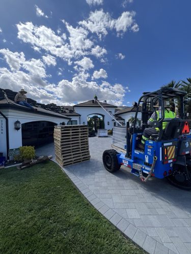 Roof materials loaded at jobsite