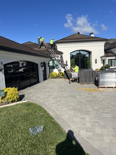 Roofing crew on residential project